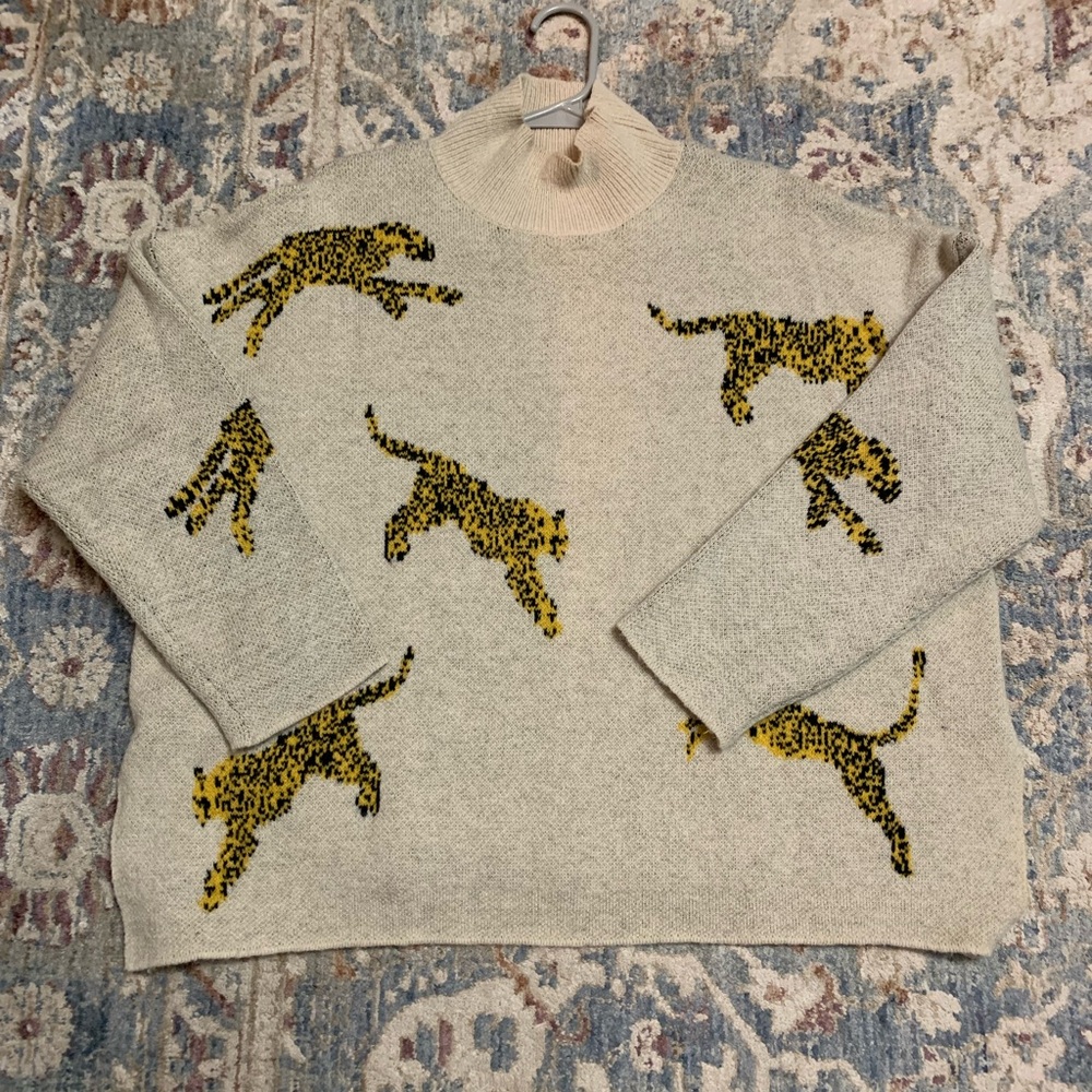 SHEIN - Women’s Cream Sweater with Leopard Design